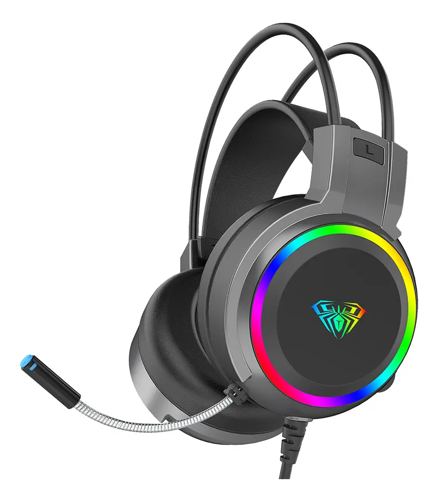 Auricular Gamer Aula S608 Negro, Rgb, Conector 3.5mm Negro N